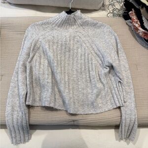 Grey High Neck Crop Sweater